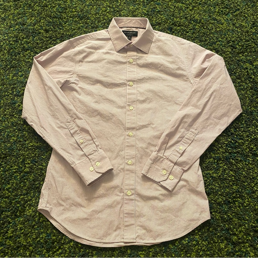 Banana Republic Mens Red Button Down Shirt Slim Fit Non-Iron Size Small